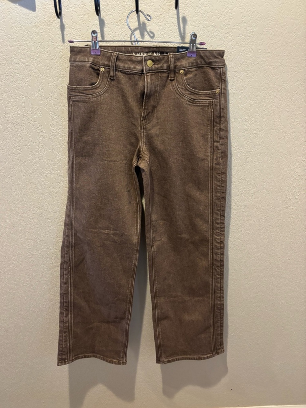 American Eagle Outfitters Brown Relaxed Straight-Leg Jeans